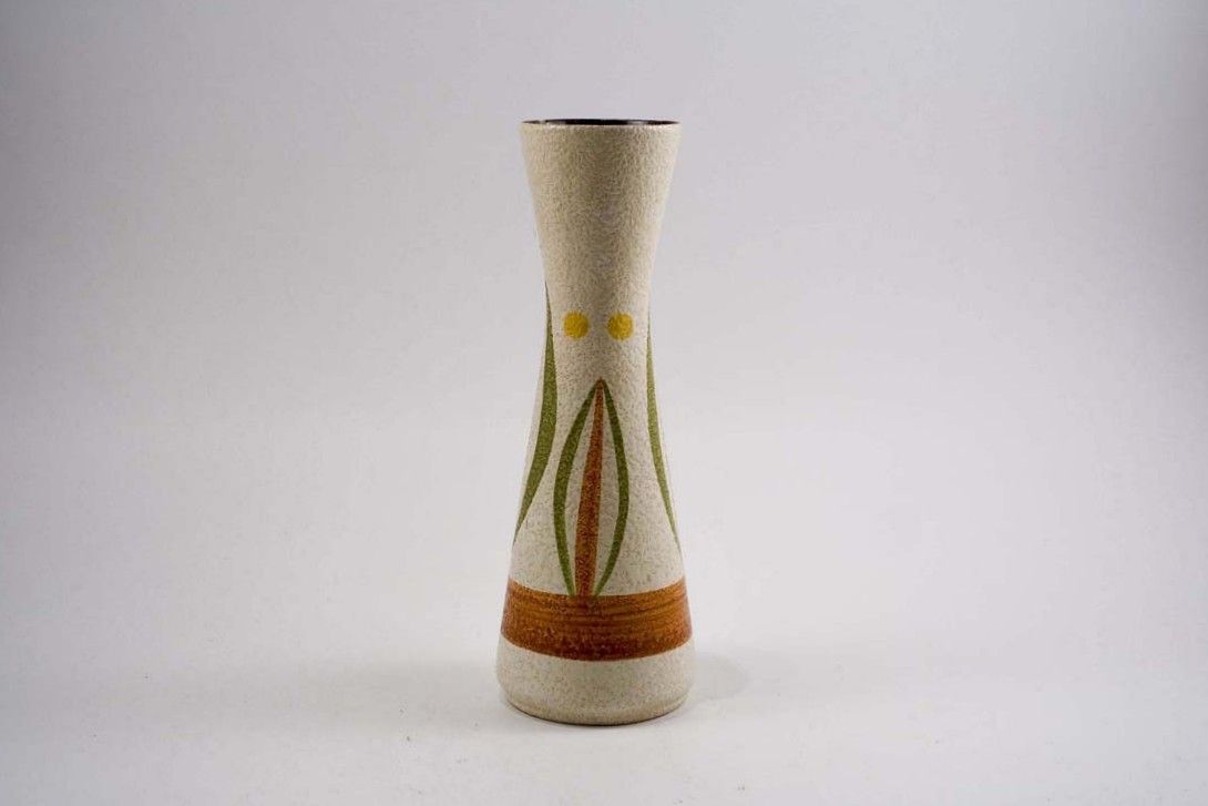 Foto Ceramic Table Vase, Beige, Leaf Decor h30 B5