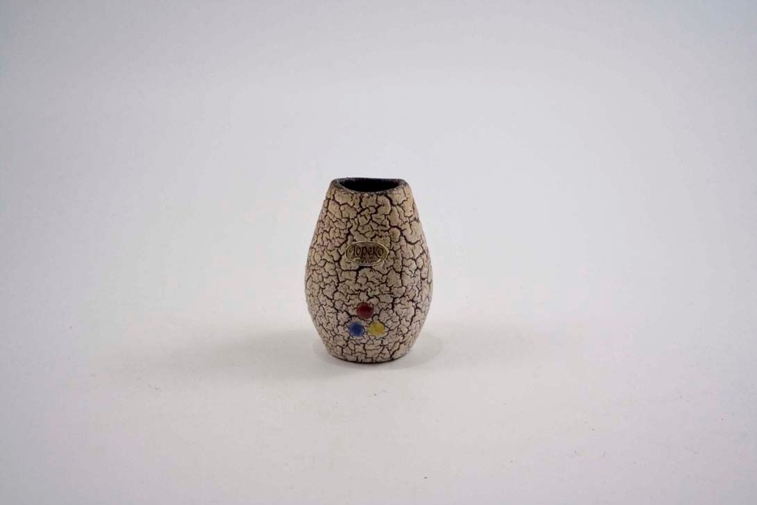 Foto Small Ceramic Table Vase by Topeco, Cracked Decor, White h10 A5
