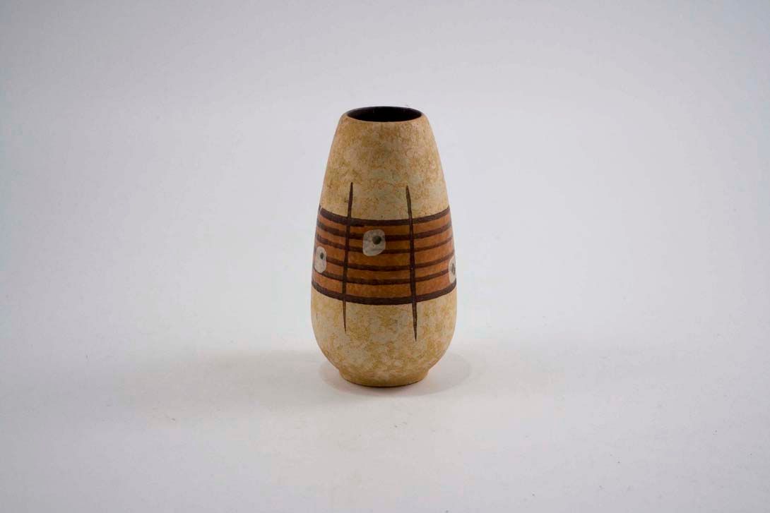 Foto Ceramic Table Vase, Striped &#038; Dotted, Multi-Brown h16 B6