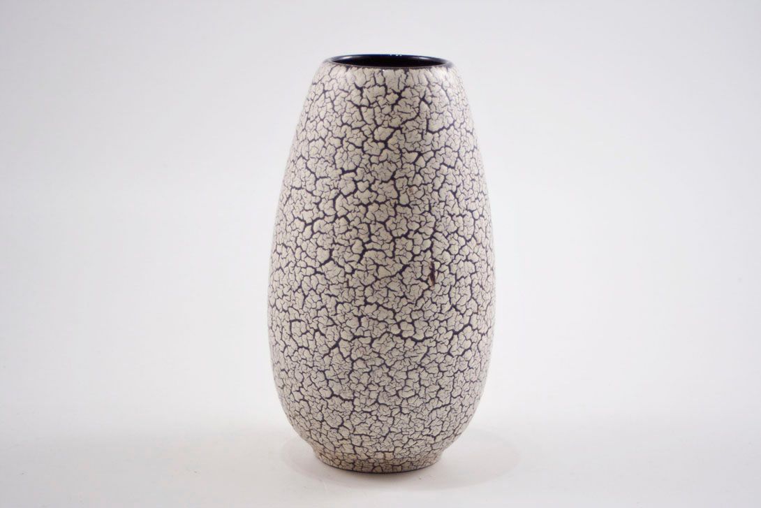 Foto Ceramic Vase Cracked Style Grey Berlin 1955 h19 C6
