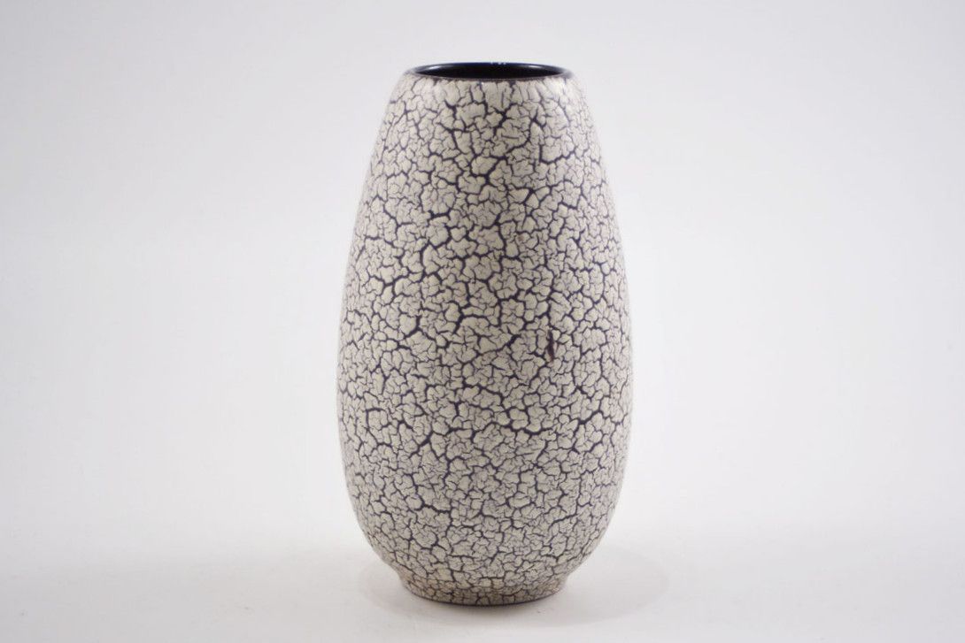 Foto Ceramic Vase Cracked Style Grey Berlin 1955 h19 C6