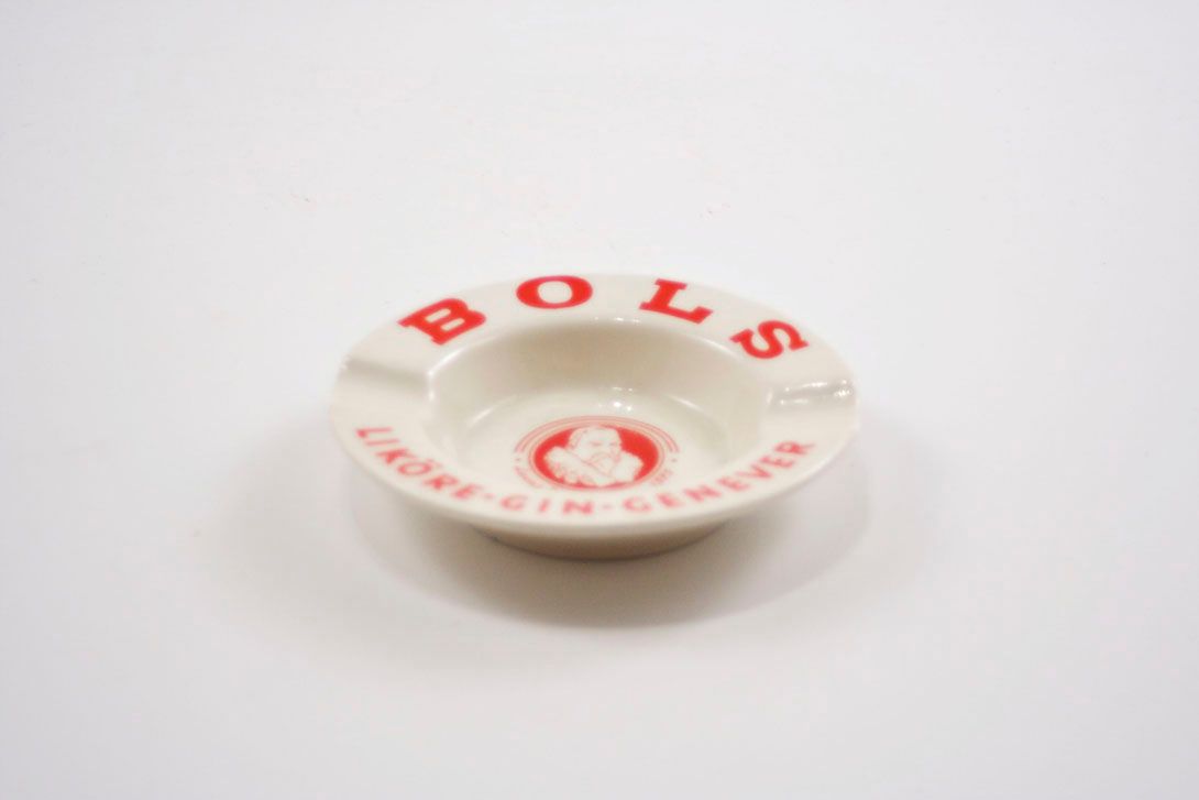 Foto Ashtray, BOLS, Round, White With Red Labeling
