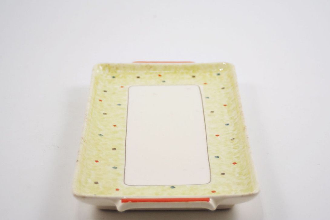 Foto Playful Elongate Cake Plate / Tray, Yellow With Tiny Multicoloured Spots