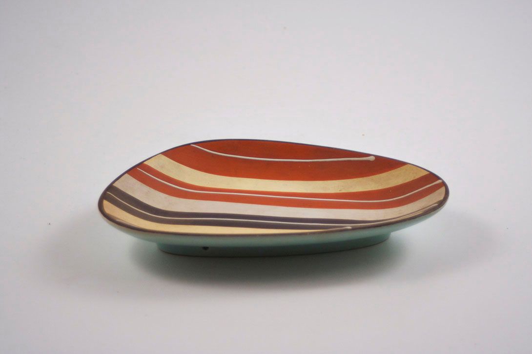 Foto Ceramic Bowl, Red/Black/White/Yellow Stripes, 1963