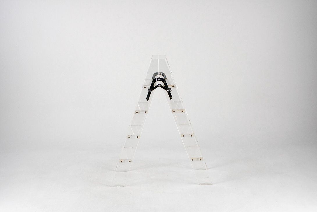Foto Transparent Ladder, Acrylic Glass, Office Accessoire h100x40x77
