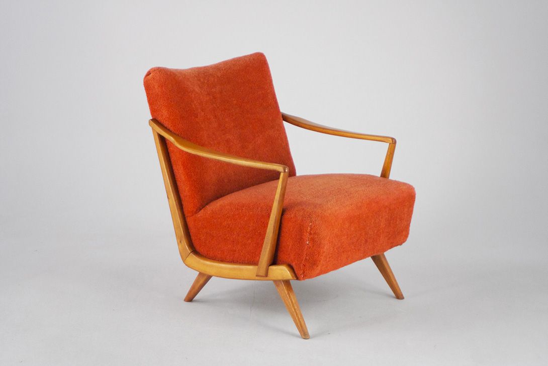 Foto Armchair Rusty Sheepwool Light Wood 1956 h80