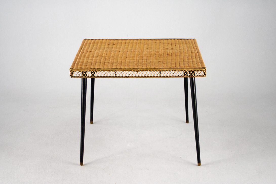 Foto Exotic Side Table Basket Wire Gold France 1950 h60x77x77