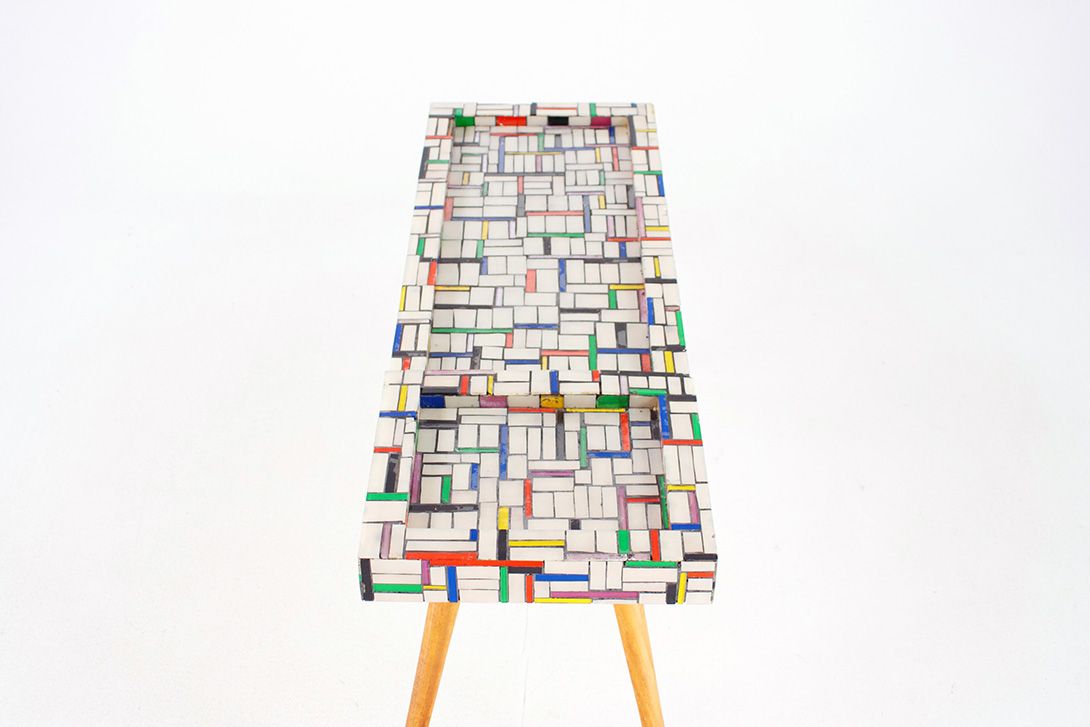 Foto Flower Table Colorful Mosaic h50x100x35