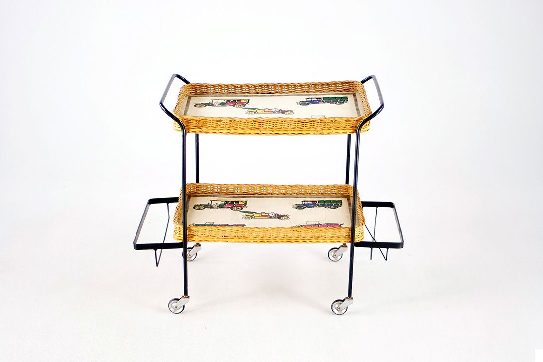 Foto Serving Cart with Car Print 1955 h67x84x42