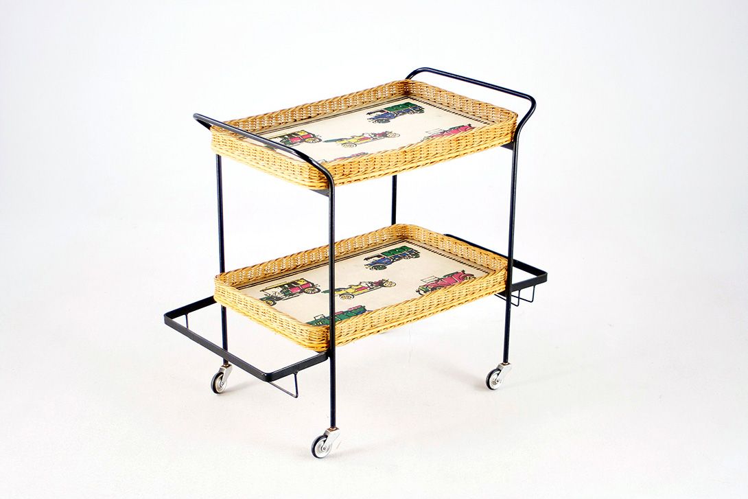 Foto Serving Cart with Car Print 1955 h67x84x42