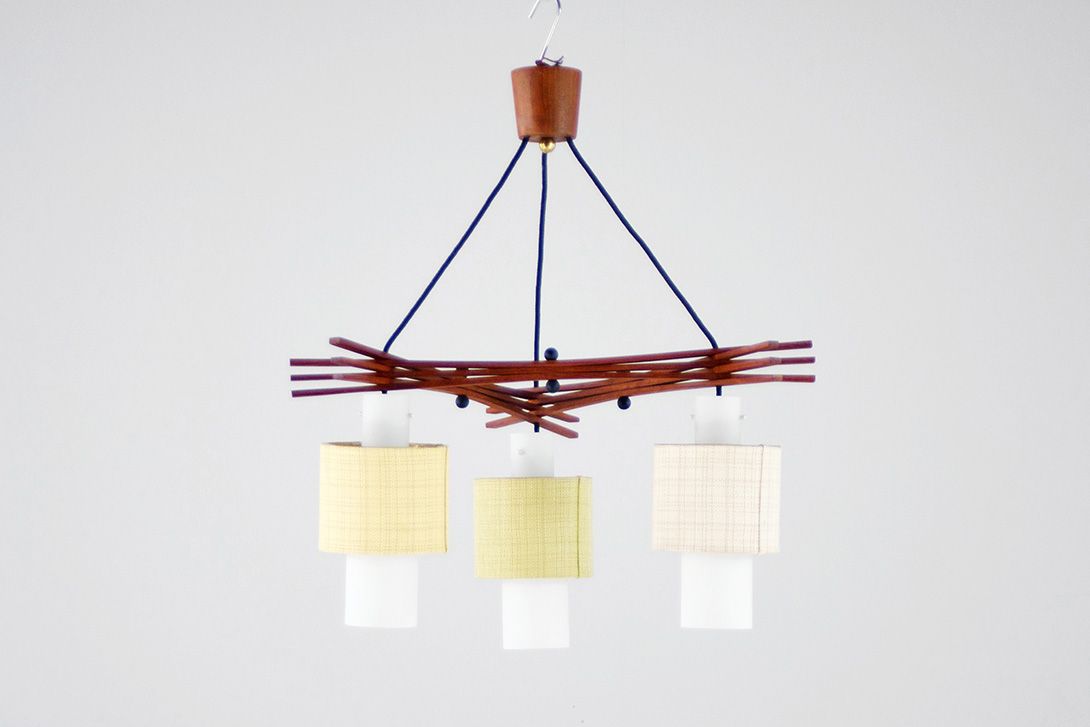 Foto Danish Pendant Lamp Rosewood and Frosted Glass 1956 h55