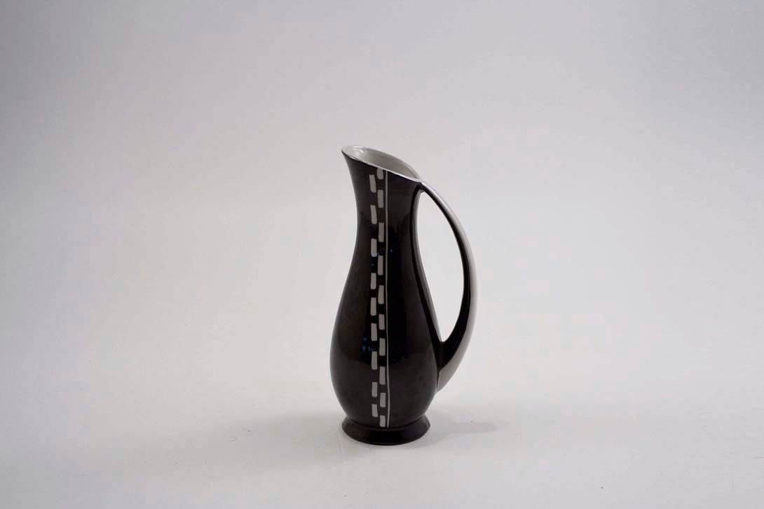 Foto Dashed Ceramic Table Vase with Handle, Black/White h22 B6