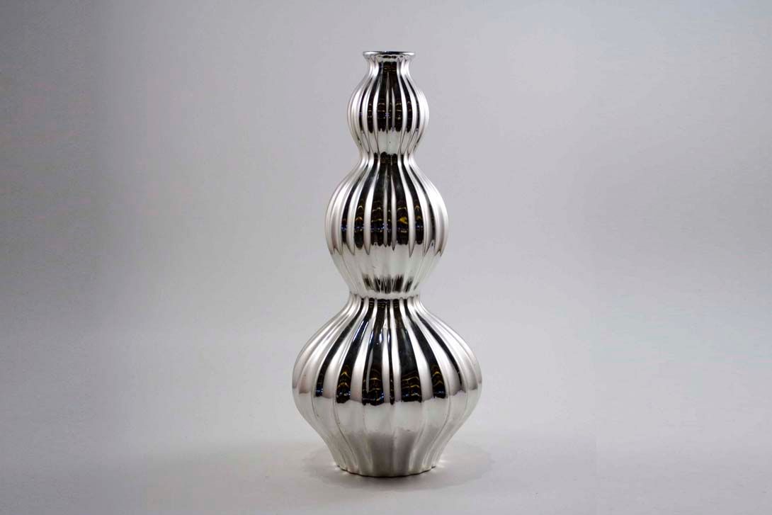 Foto Glass Floor Vase, Silver