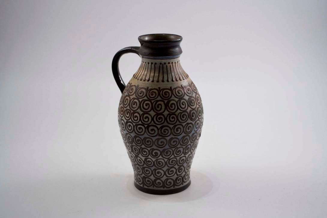 Foto Ceramic Vase with Handle, Spiral Pattern h26 A4