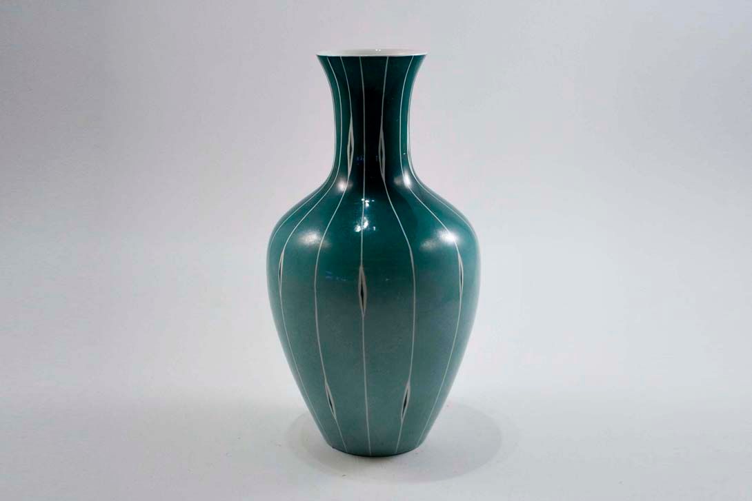 Foto Porcelain Table Vase, Petrol-Green h35