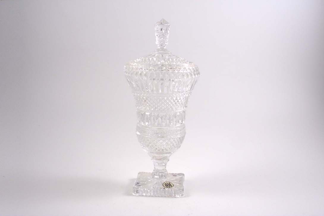 Foto Lidded and Goblet Shaped Crystal Bowl / Candy Bowl, Bohemia