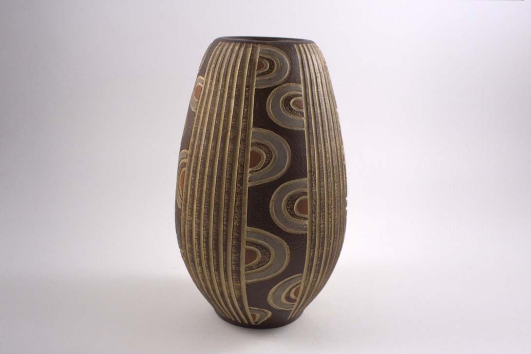 Foto Ceramic Table Vase Brown Pattern A6