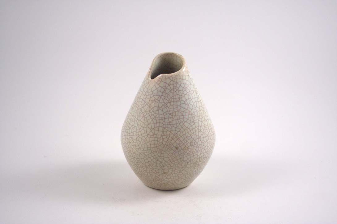 Foto White Ceramic Table Vase Cracked Surface h14 C6