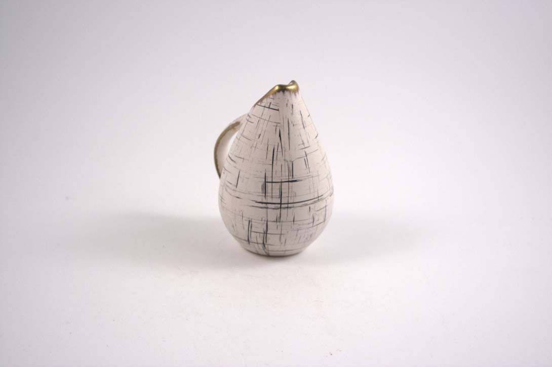 Foto White Ceramic Table Vase Jug Golden Top h15 A5