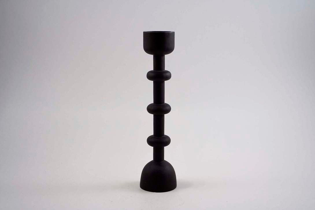 Foto Three Black and Red Candle Holders Denmark 1959