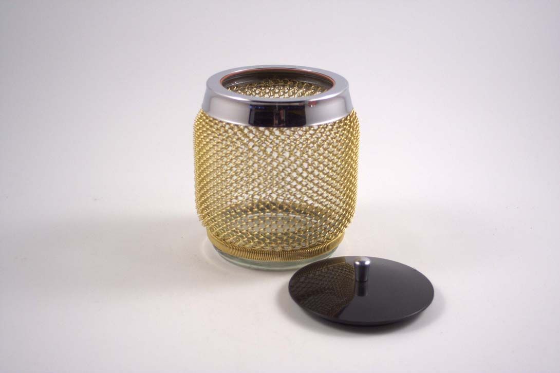 Foto Ice Bucket Glass Covered with Gold Net 1958