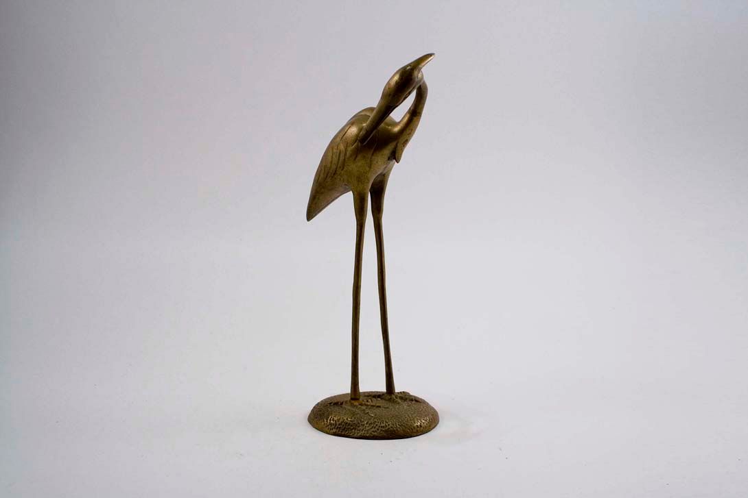 Foto Adorable Crane Sculpture Brass h33 Saxonia 1925