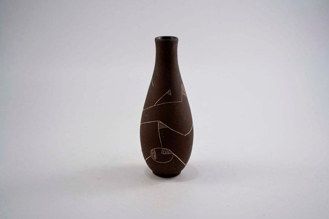 Foto Ceramic Table Vase, Brown, Lined h20 A4