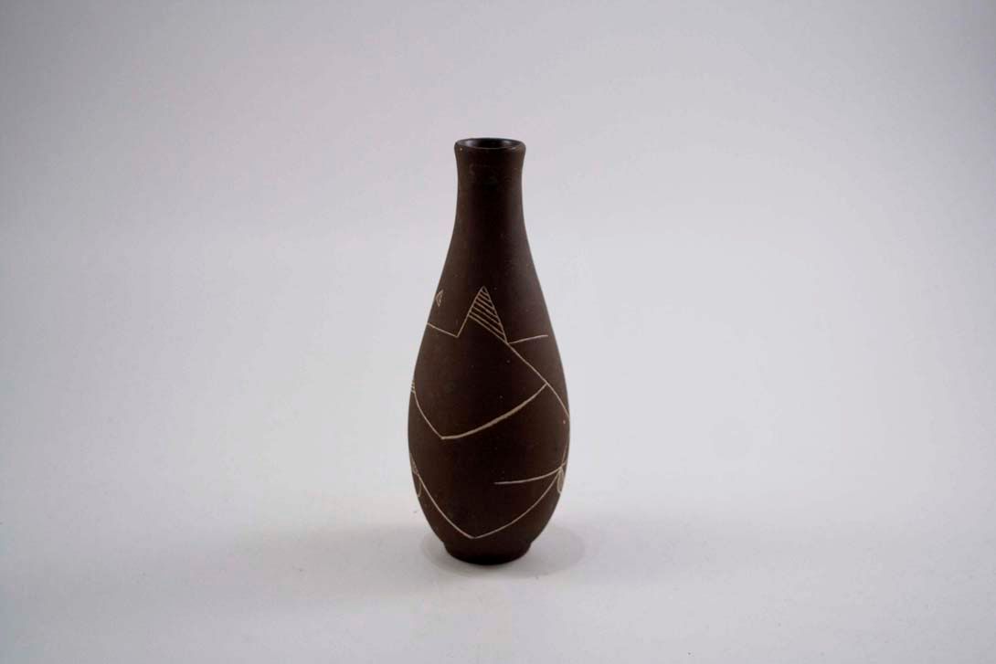 Foto Ceramic Table Vase, Brown, Lined h20 A4