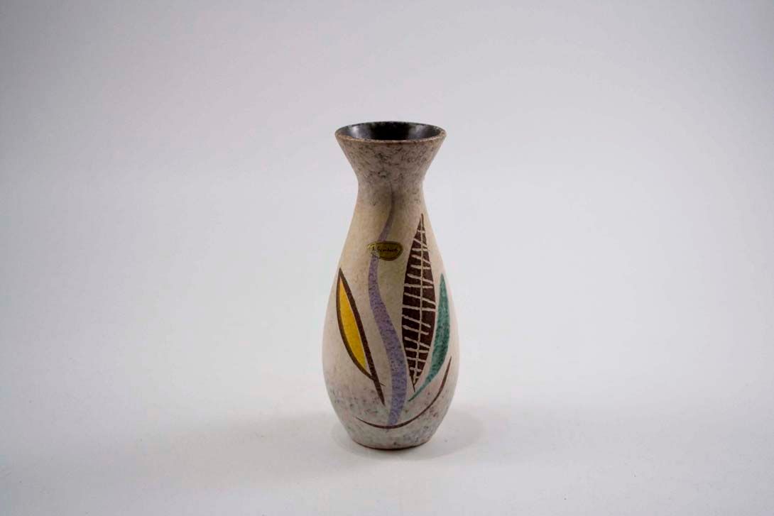 Foto Ceramic Table Vase, Brown, Yellow Leaves h23 A4