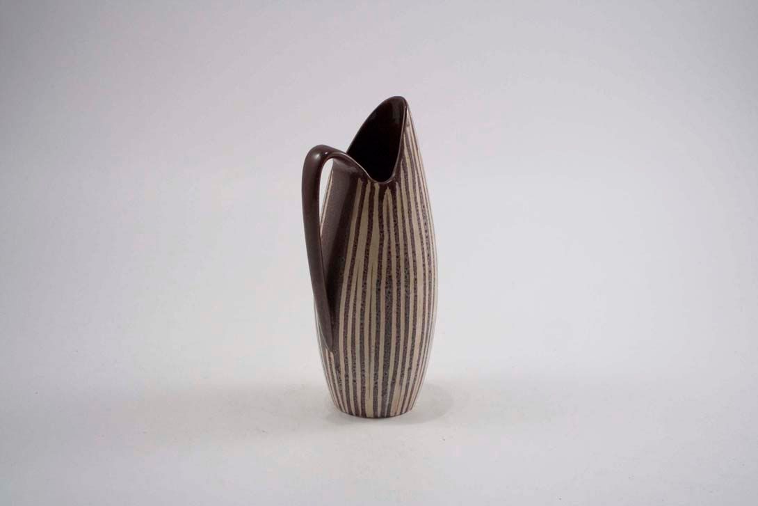 Foto Ceramic Table Vase, Jug, Brown, White Lines B4