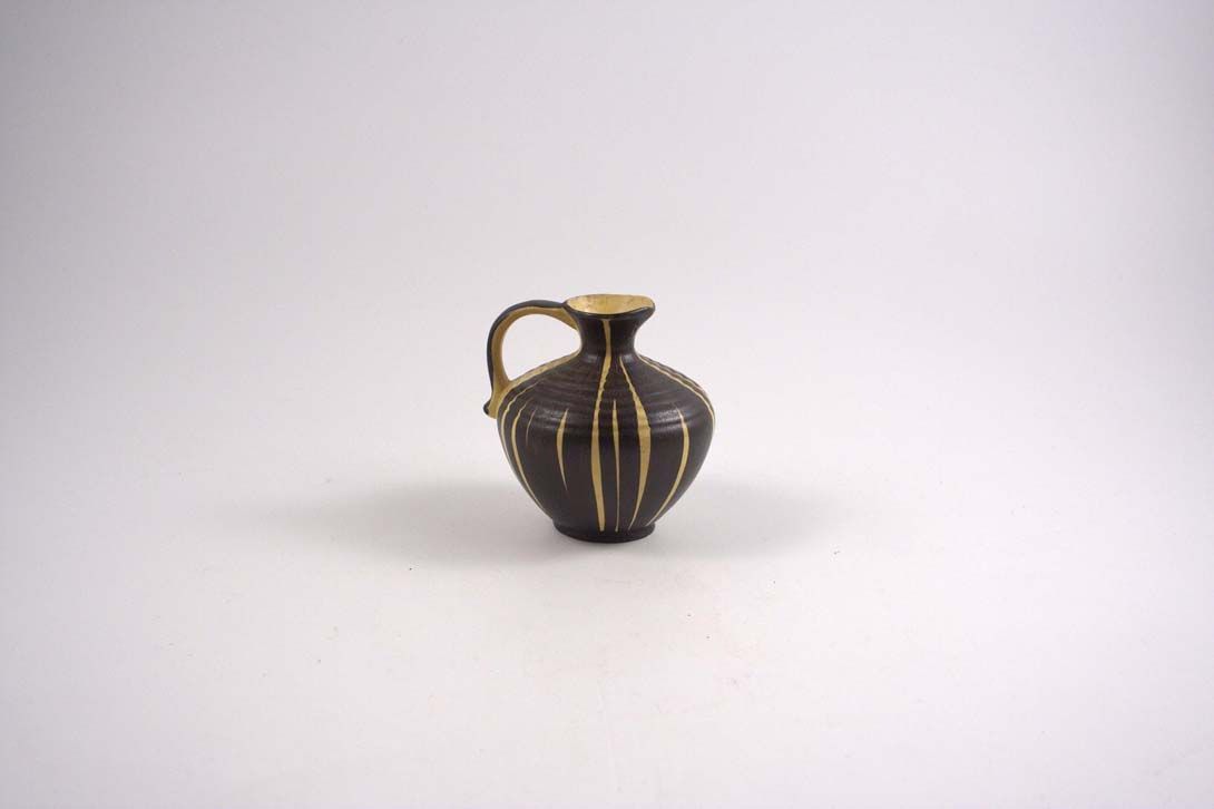 Foto Ceramic Table Vase Handle Yellow Stripes B5