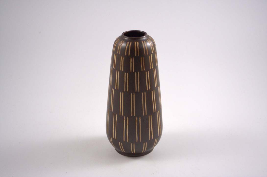 Foto Ceramic Table Vase Brown Beige Pattern h21 B4