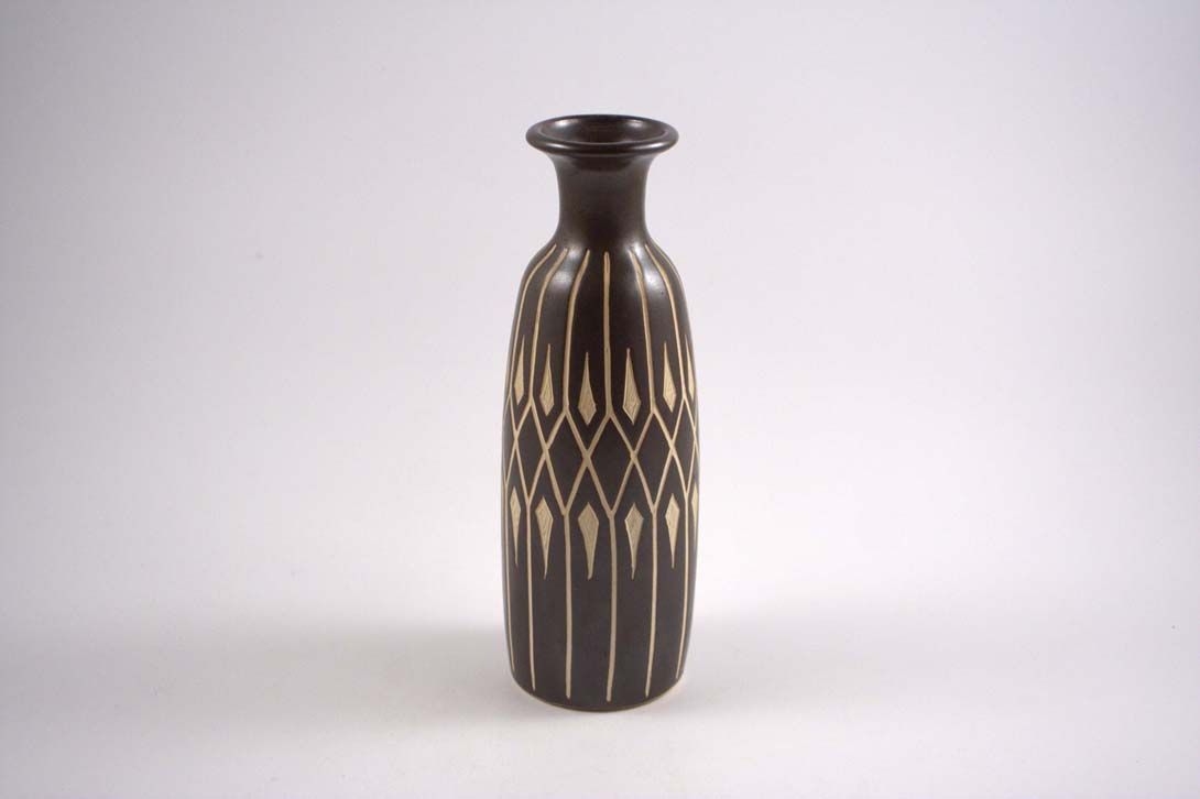 Foto Ceramic Table Vase Brown Beige Pattern h25 B4