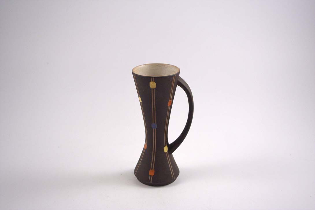 Foto Ceramic Table Vase, Handle, Red Yellow Blue Dots h18 B6