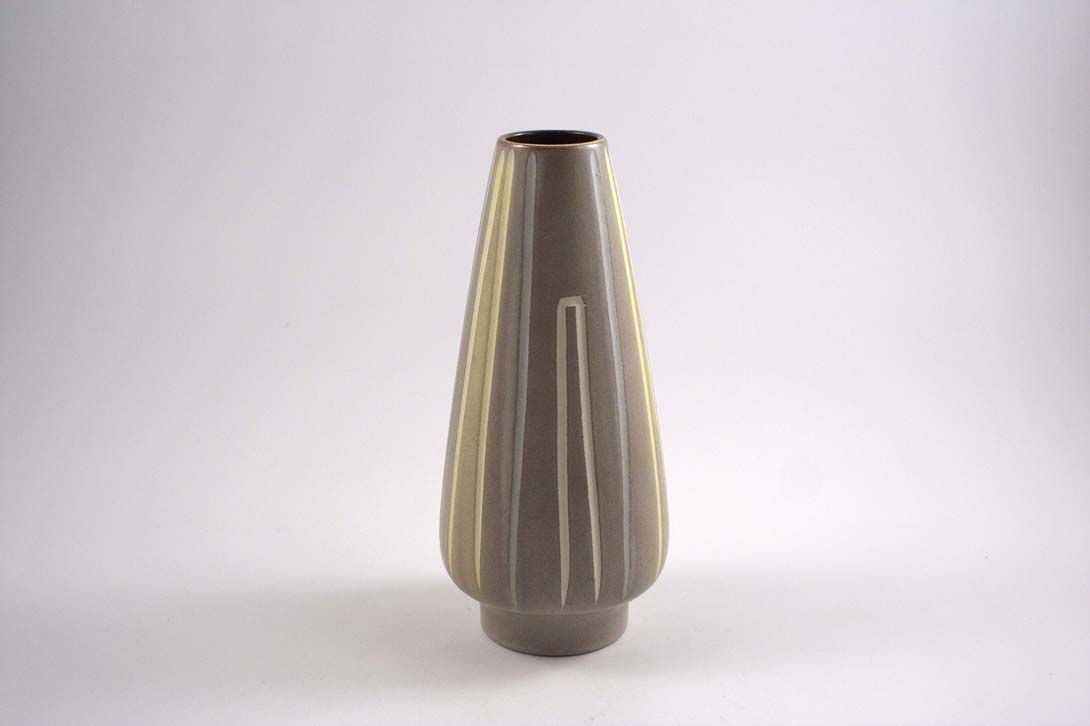 Foto Ceramic Table Vase, Grey, Yellow Grey White Lines h27 B5