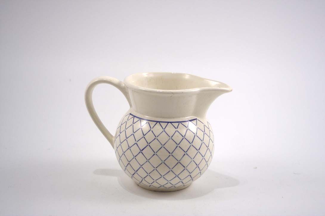 Foto Ceramic Can White Blue Grid