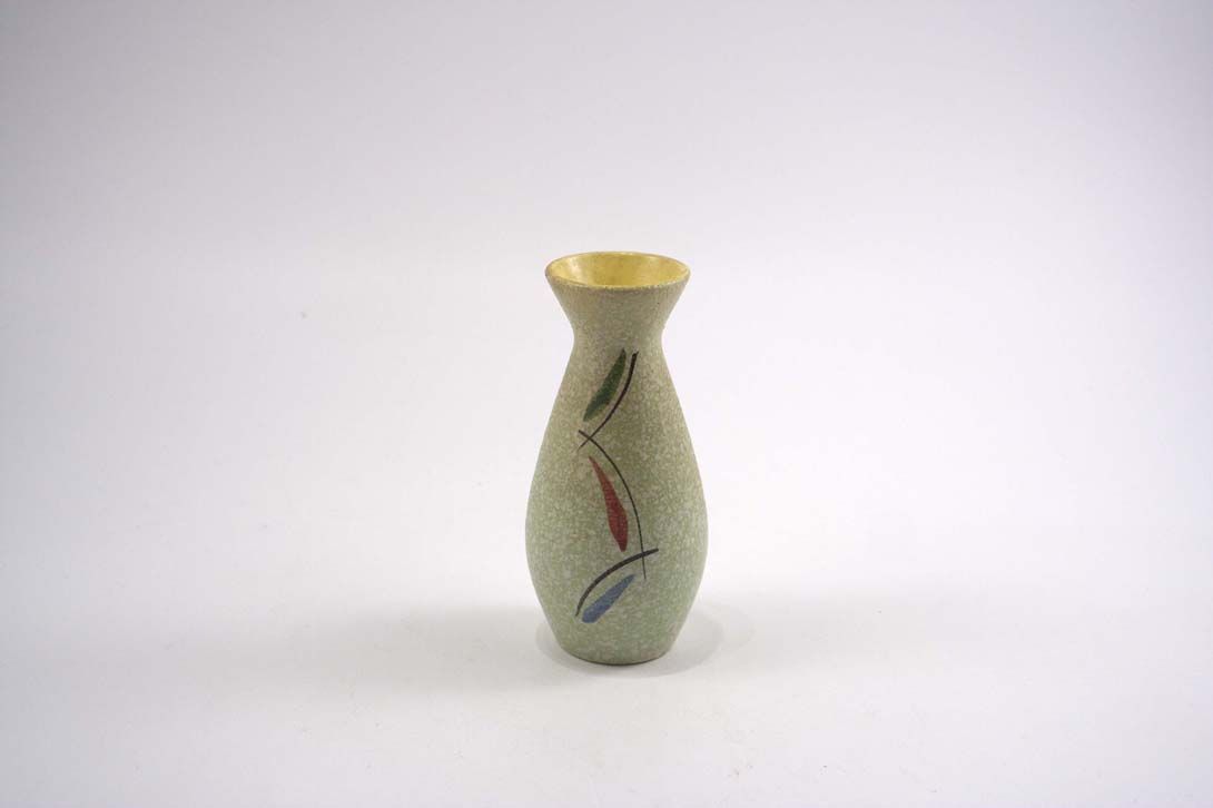 Foto Ceramic Table Vase Green Blue Red Leafs Yellow Inside h16 B6