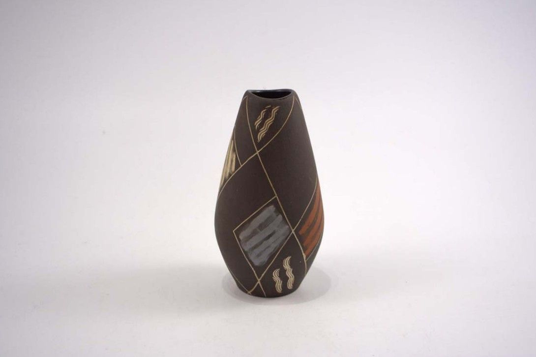 Foto Ceramic Table Vase Geometric Chalk Lines h17 A6