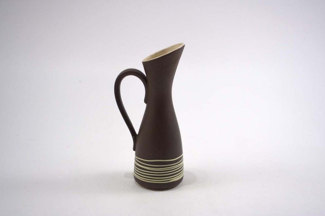 Foto Ceramic Table Vase Jug Handle White Lines B6