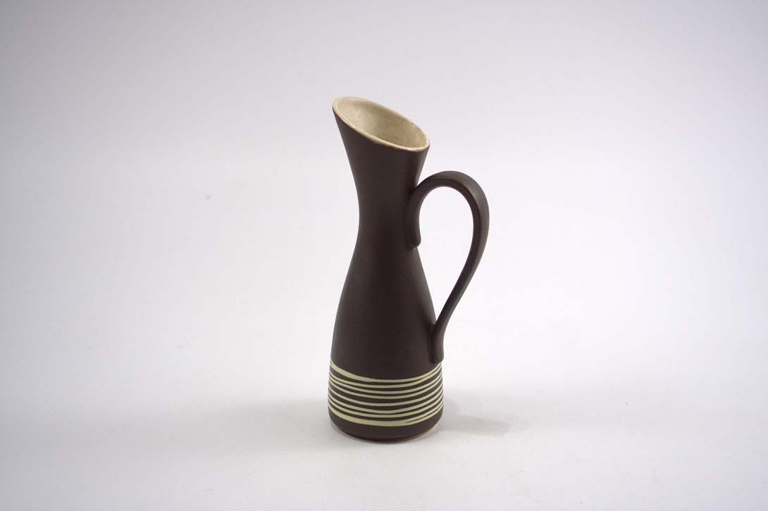 Foto Ceramic Table Vase Jug Handle White Lines B6