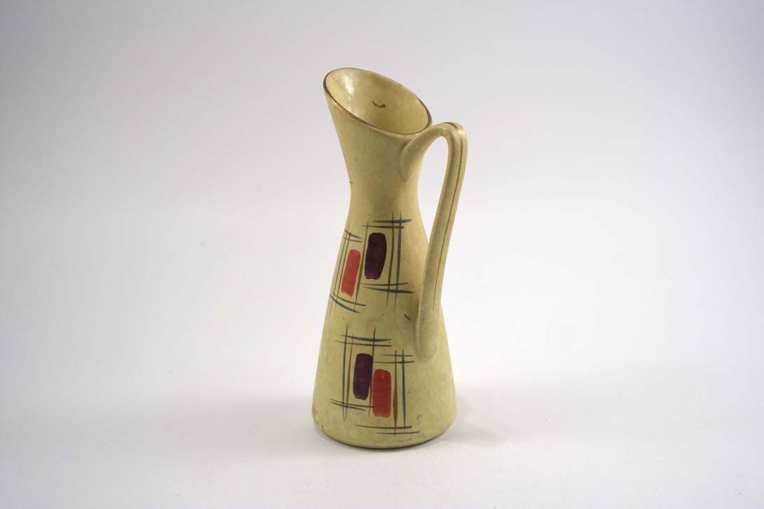 Foto Ceramic Table Vase Jug Red Purple Spots Golden Top h23 A4