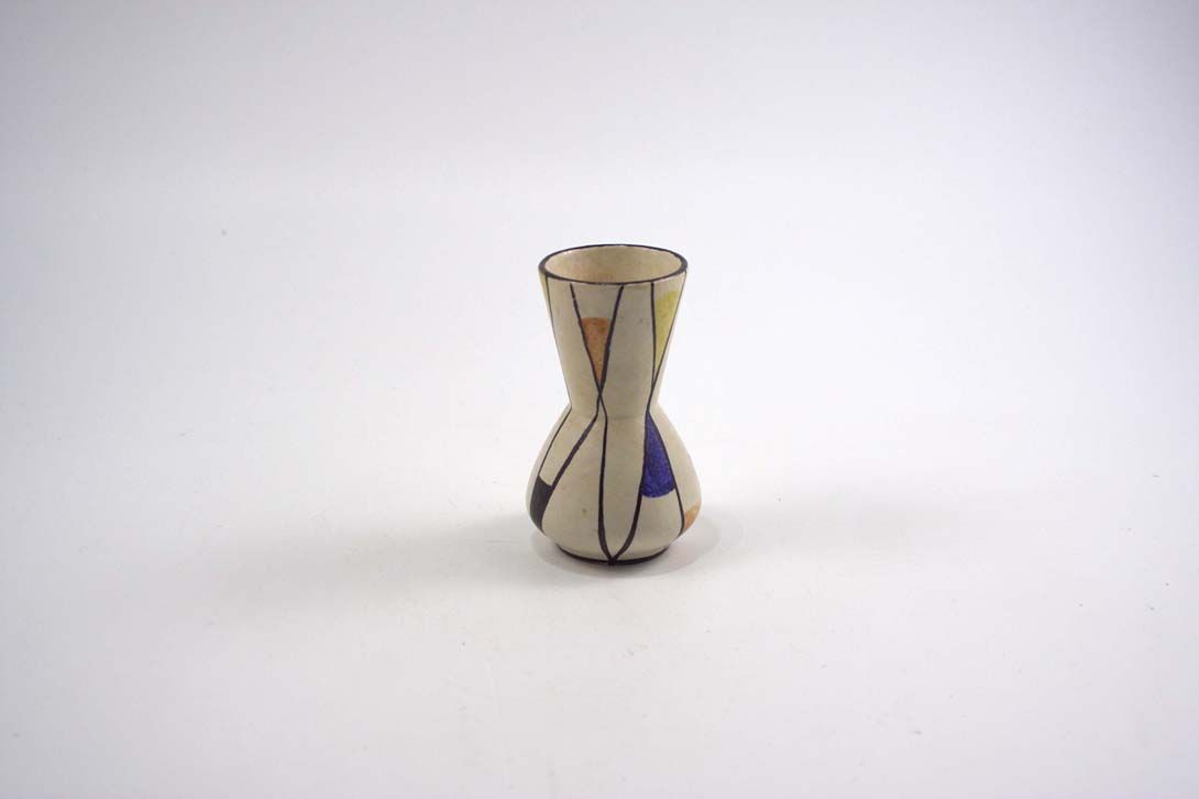 Foto Ceramic Table Vase Beige Multicolored Triangles h13 A5