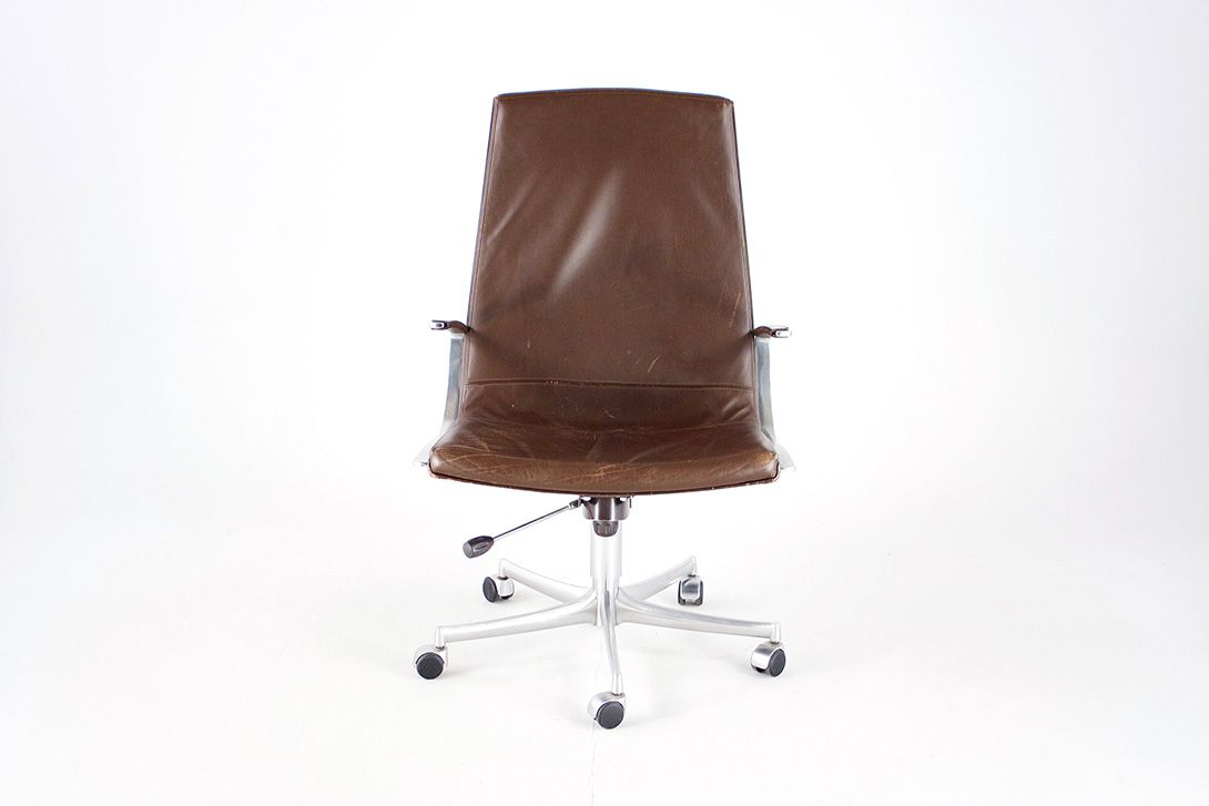 Foto Brown Leather Kastholm Office Chair with Casters by Kill International