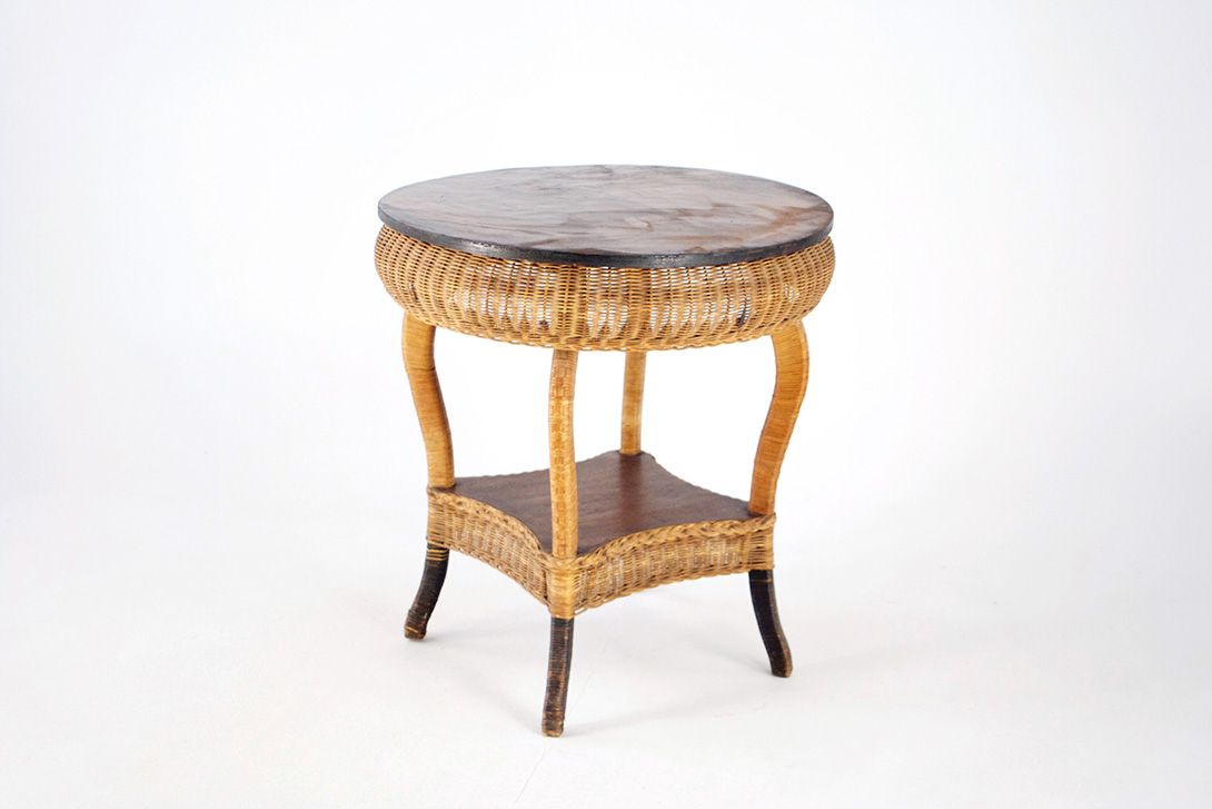Foto Side Table Basket Wooden Plate h75x70