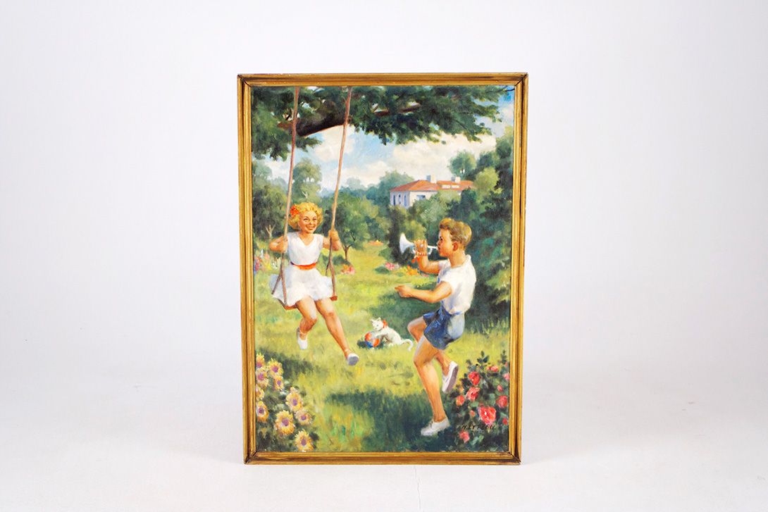 Foto Oil Painting Playing Children h103x72 31D6