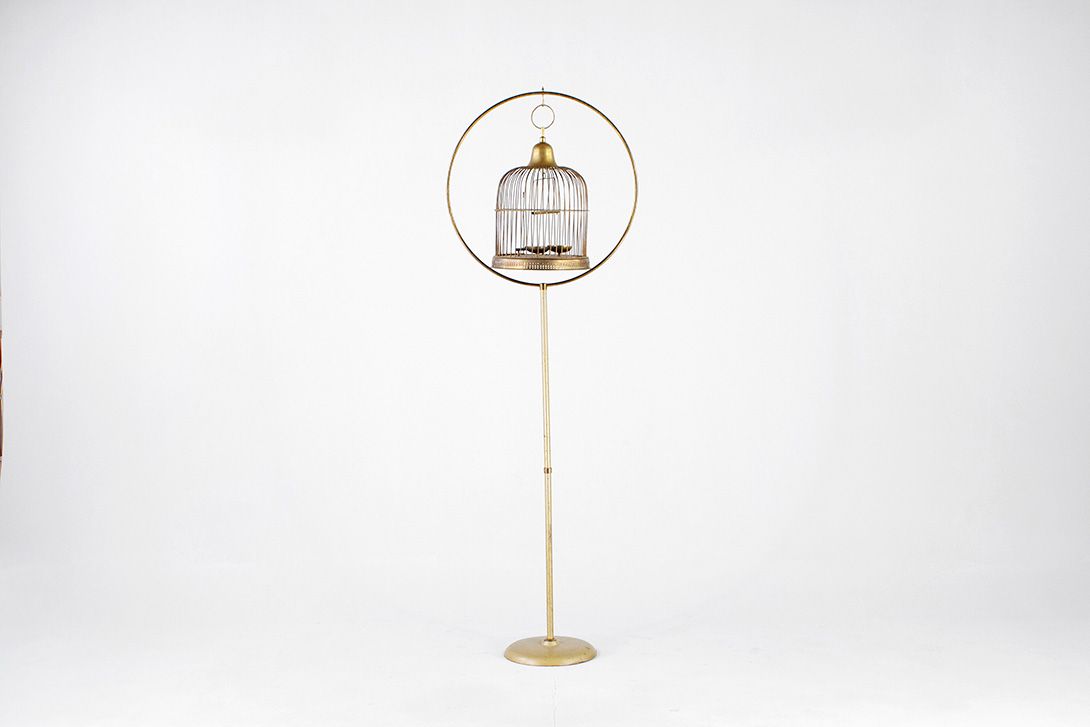 Foto Brass Bird Cage Stand, H 100 cm
