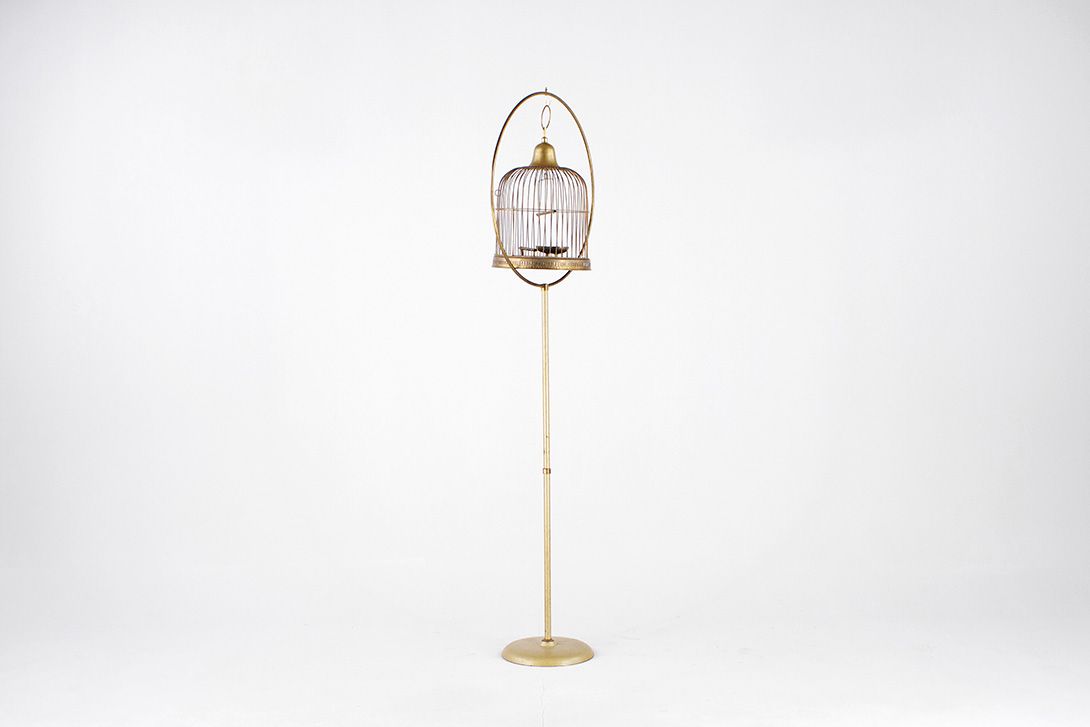 Foto Brass Bird Cage Stand, H 100 cm