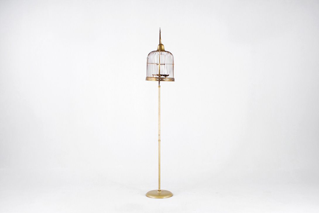 Foto Brass Bird Cage Stand, H 100 cm