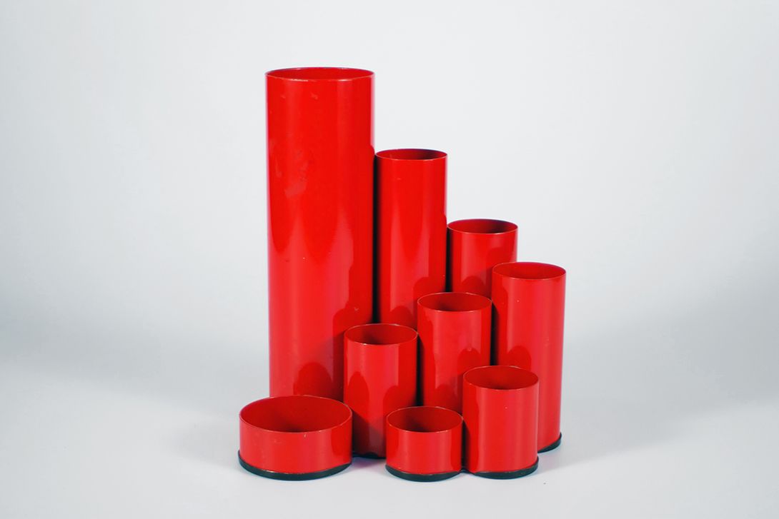 Foto Classic Tube / Cylindric Desk Set Popart Italy 1970 h20x18