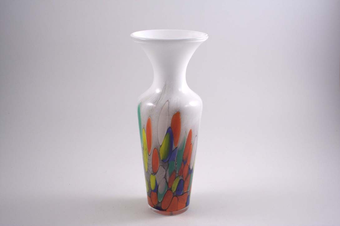 Foto Glass Table Vase White Multicolored Pattern h33